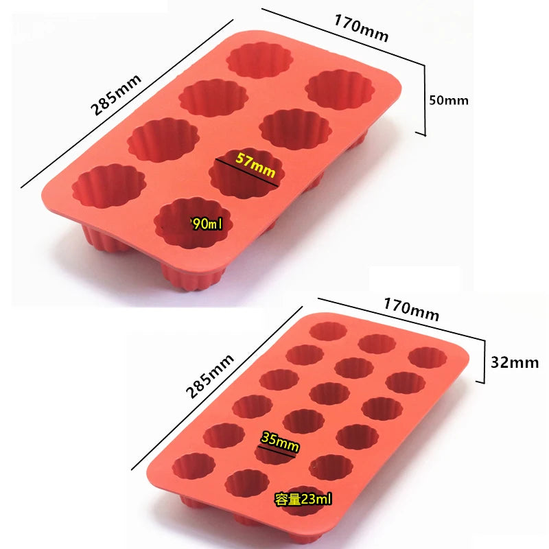 8/18 Cavity Silicone Mold Canneles Bordelais Fluted Cake Mold Muffin Cupcake Baking Tray Dessert Pastry Cake Decorating Tools Oasis Select