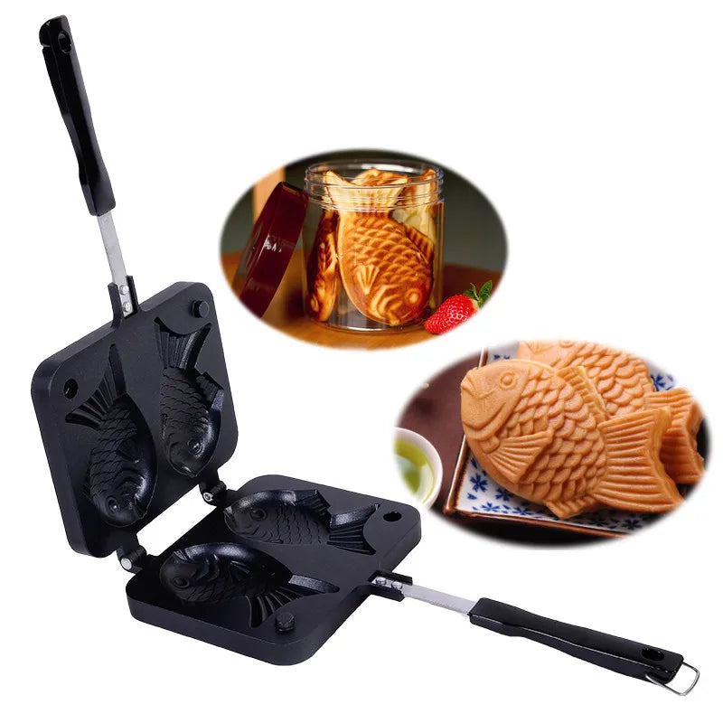 Taiyaki Japanese Fish-Shaped Bakeware Waffle Pan Maker Japanese Pancake Double Pan Stainless Steel Frypan Home Cake Tools Oasis Select 2