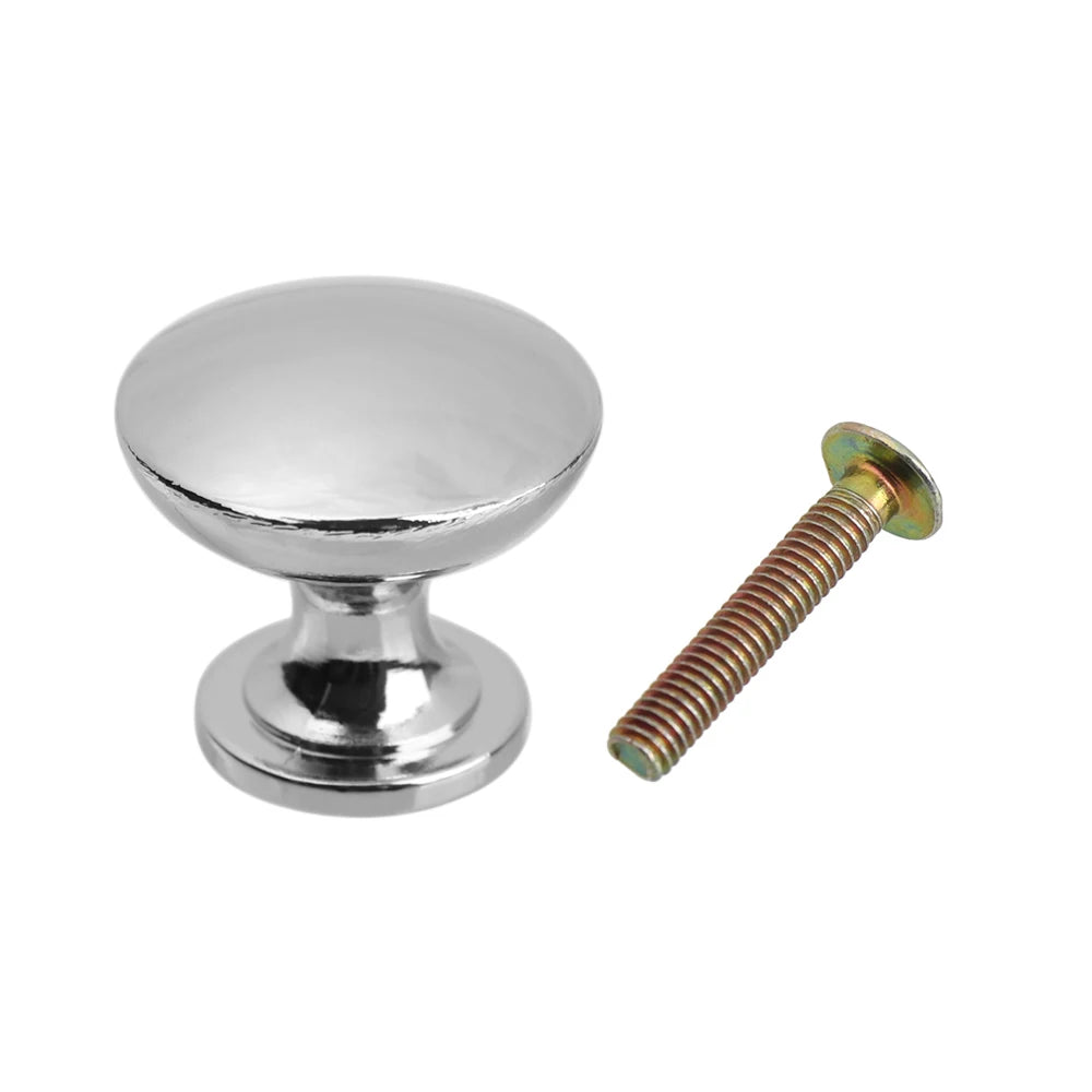 Zinc Alloy/Aluminium Alloy Cupboard Door Pulls Drawer Handles Round Cabinet Knobs With Screws Furniture Hardware Oasis Select Silver 24mm