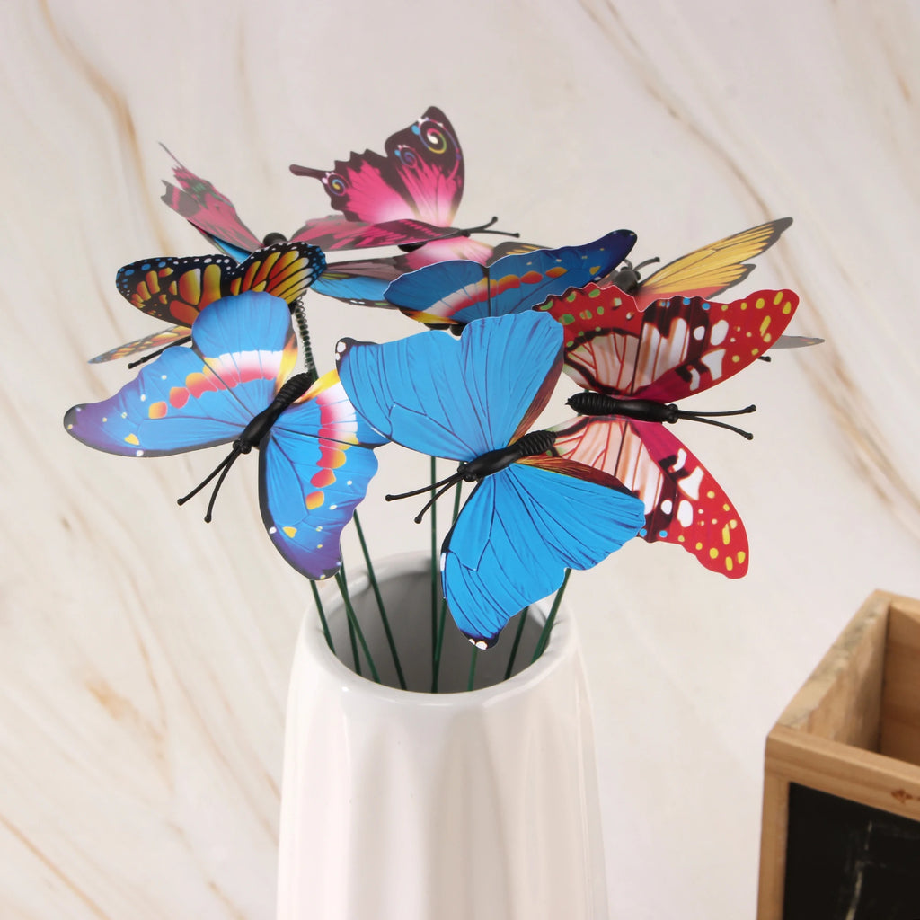 10 Artificial Butterfly Garden Stakes – Colorful Yard Decor