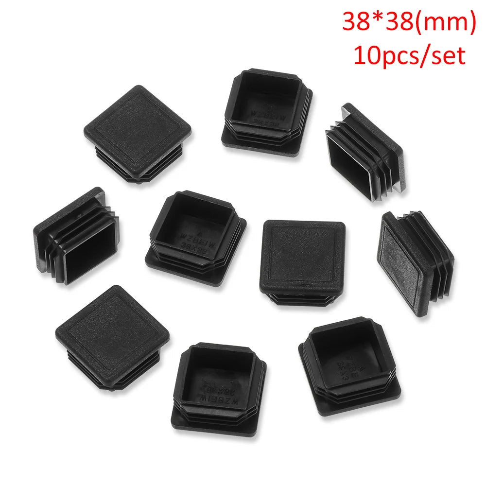 10pcs/pack Plastic Black Blanking End Caps Protector Square/Round Table Chair Foot Pad Furniture Feet Non-Slip Covers Oasis Select 38x38mm