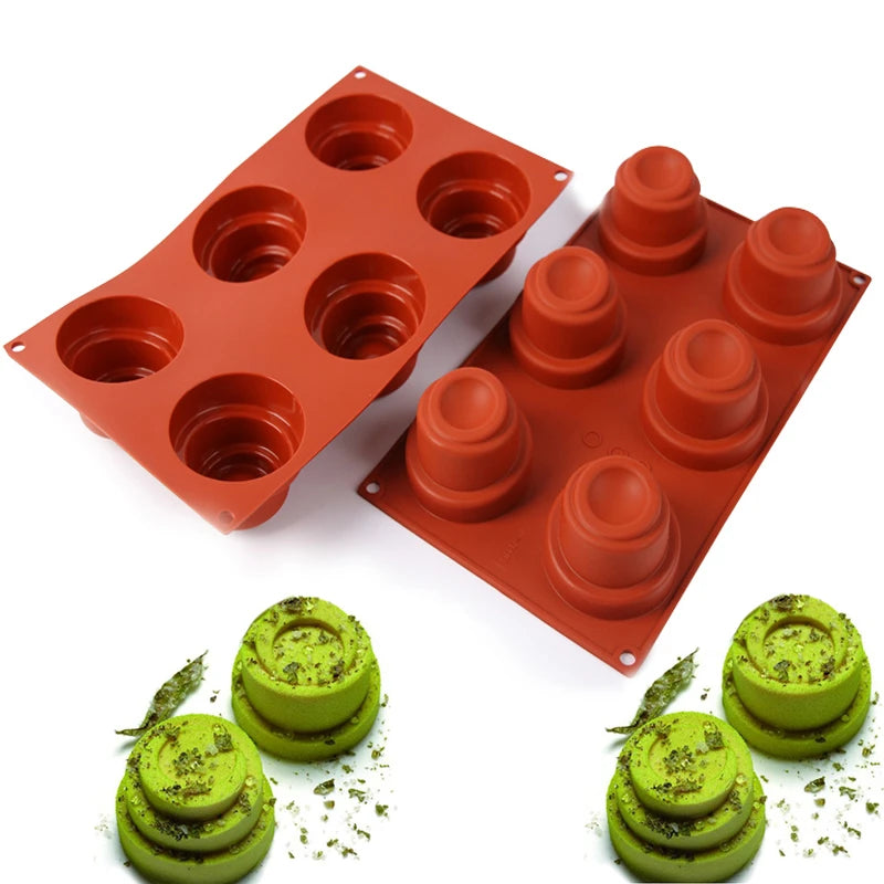 6 Cavity Cake Decorating Mold 3D Silicone Molds Baking Tools for Heart Round Cakes Chocolate Brownie Mousse Make Dessert Pan Oasis Select Default Title