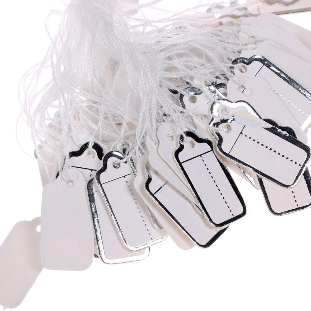100 Pre-Strung Blank Swing Price Tags | Jewelry Hangtags