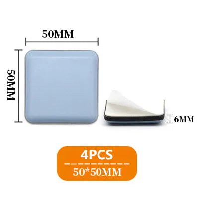 4PCS Floor Rubber Protector Pads Self-Adhesive Anticollision Round Mat Chair Table Glides Furnitures Legs Slider Home Supplies Oasis Select Square 50x50mm 4pcs