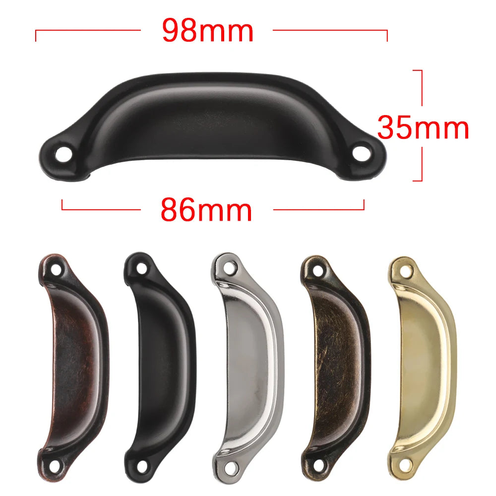 2PCS Antique Brass Shell Pull Handles Retro Iron Wardrobe Door 98MM Furniture Hardware Fittings Kitchen Drawer Knobs Cabinet Oasis Select
