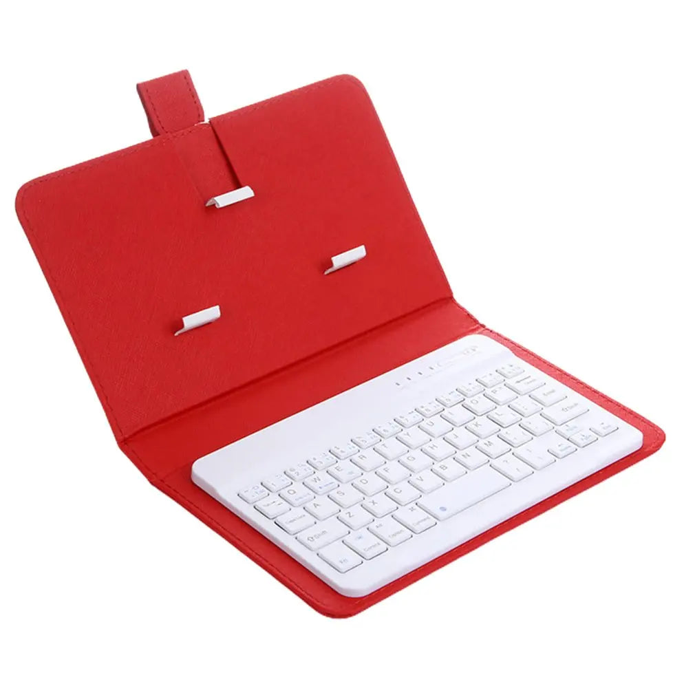 Wireless Bluetooth Keyboard For Iphone Huawei Xiaomi Tablet Mini Keyboard Mobile Phone Gaming Keyboard PU Case Support Oasis Select red