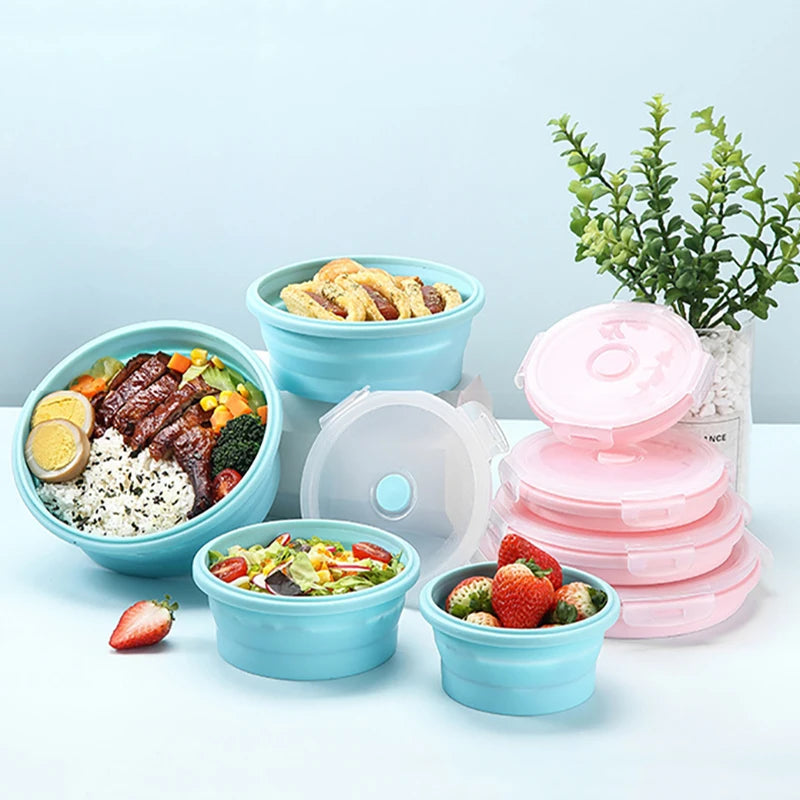 4-Piece Silicone Folding Lunch Box Set – Microwave & Leakproof Silicone Lunch Box Set Oasis Select