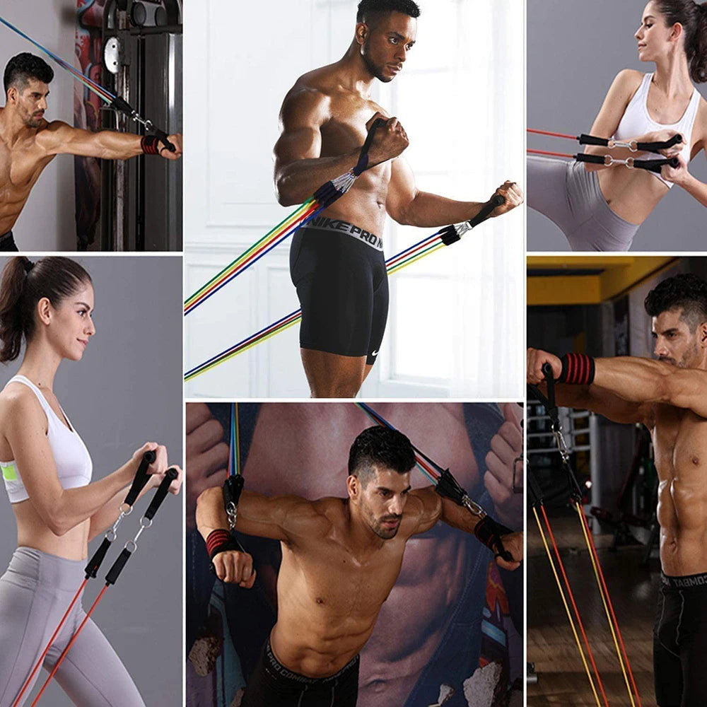 Exercise Resistance Bands Set Up to 115 lbs Fitness Stretch Workout Bands with 5 Fitness Tubes Home Gym Yoga Equipment Men Women Oasis Select