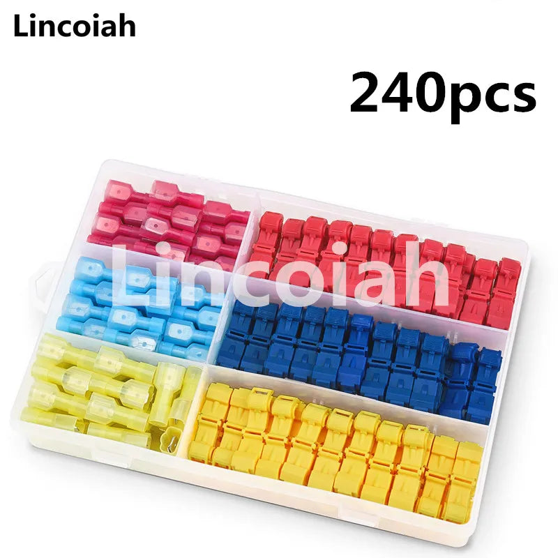 T-Tap Wire Connectors Self-Stripping Quick Splice Electrical Wire Terminals Insulated Male Disconnect Spade Lock Cable Crimp Oasis Select 240pcs(120set) Box