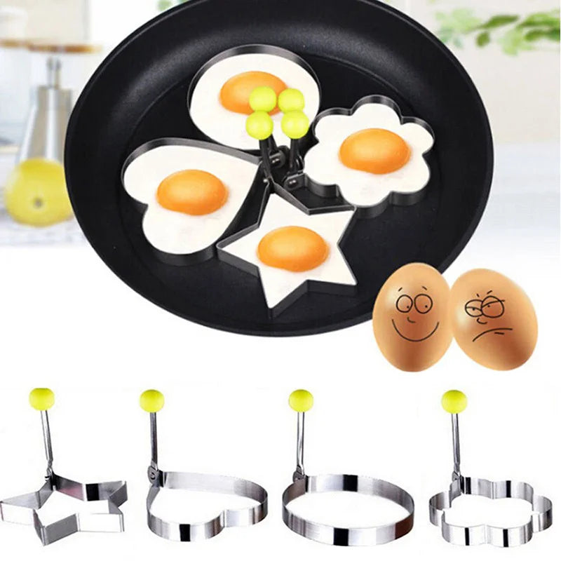 4pcs/set Stainless Steel Fried Egg Pancake Lovely Shaper Omelette Mold Mould Frying Egg Cooking Tools Kitchen Accessories Oasis Select