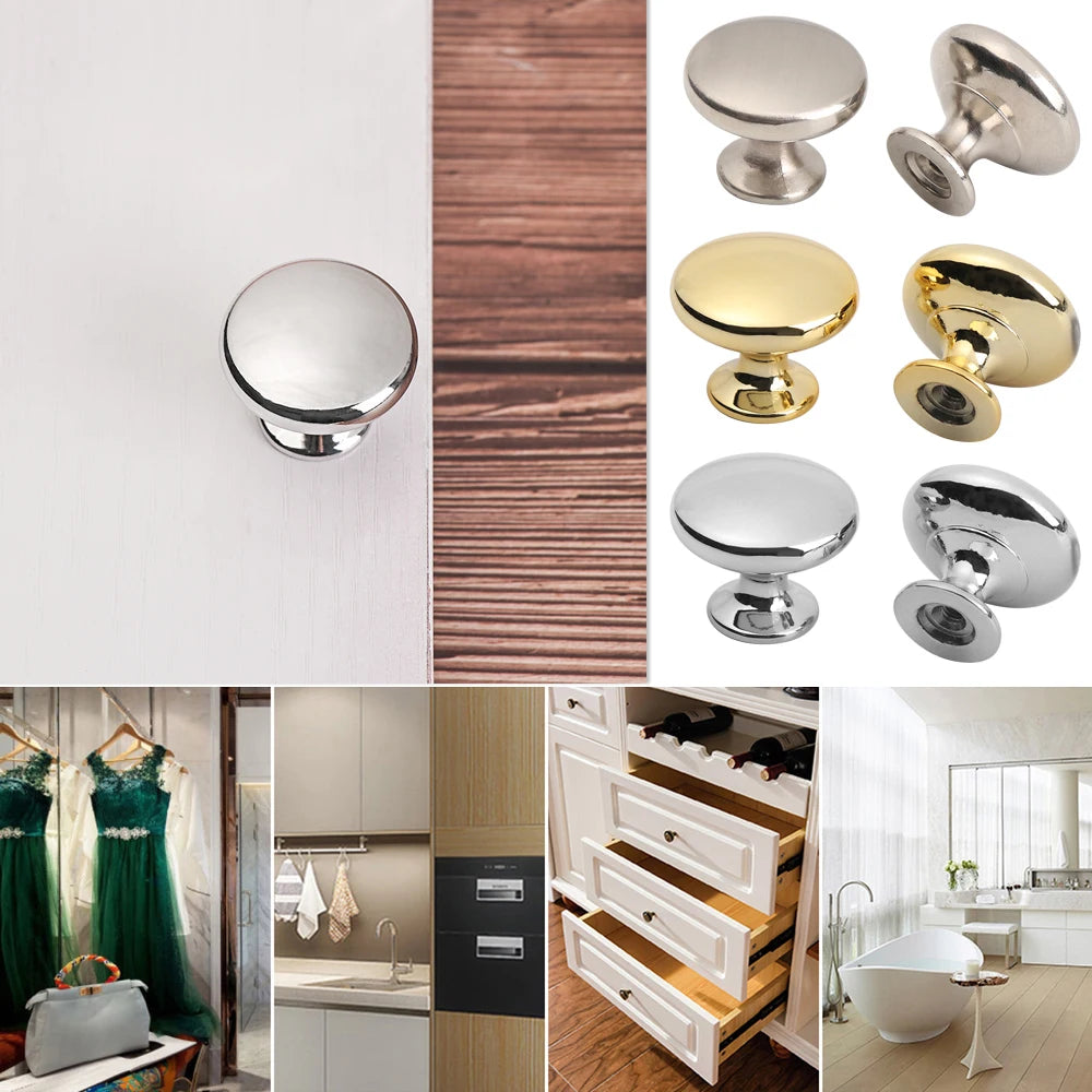 Zinc Alloy/Aluminium Alloy Cupboard Door Pulls Drawer Handles Round Cabinet Knobs With Screws Furniture Hardware Oasis Select