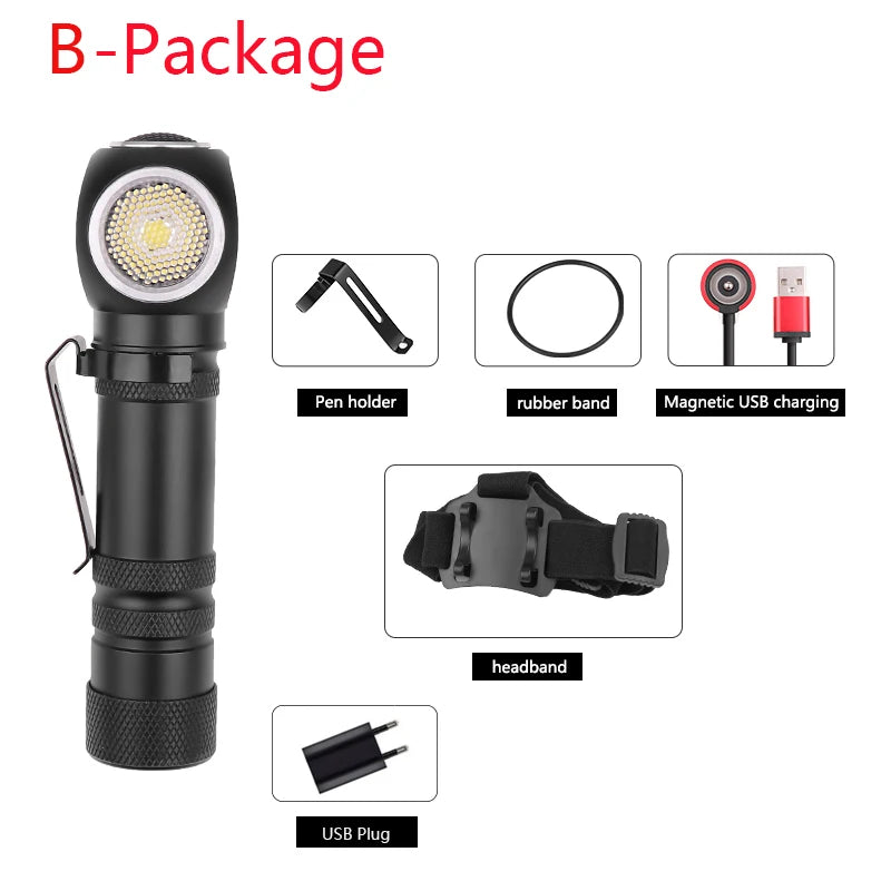 POCKETMAN XHP50 LED Rechargeable Flashlight & Head Torch – Magnetic USB