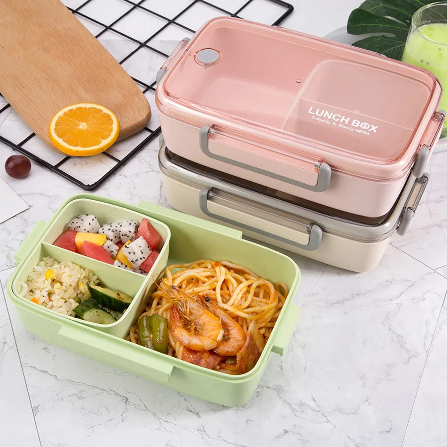 Brown/Green/Pink Lunch Box Bamboo Fiber Material Portable Bento Box Microwaveble Food Storage Container For Office Children Oasis Select