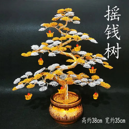 Aluminum wire handicrafts living room indoor bonsai fortune tree money tree money tree decorations home accessories Oasis Select 38cm x 35cm D