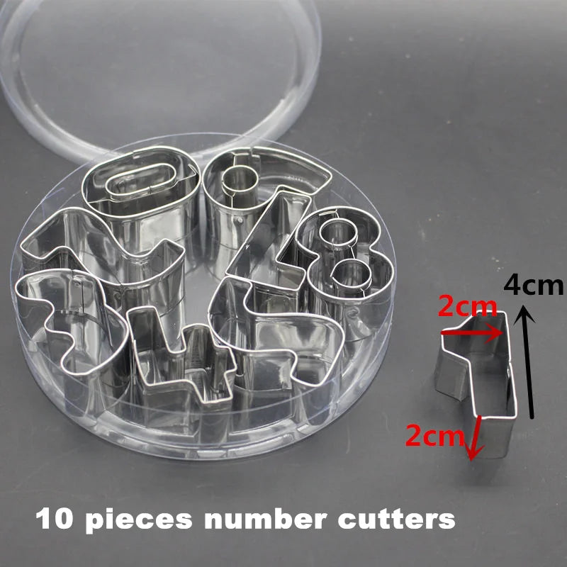 Stainless Steel Alphabet Letter Cookie Cutters Mold Biscuit Number Cutter Set Cake Decorating Moulds Fondant Cutter Set Oasis Select 10pcs