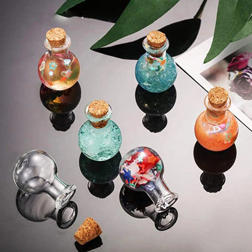 10-Pack Mini Clear Glass Bottles with Cork Stoppers – DIY Crafts DIY Glass Bottles Oasis Select