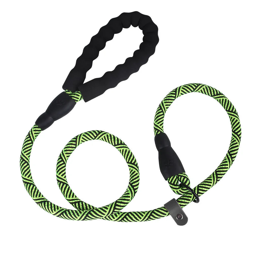 Pet Dog Leash Traction Rope P Chain Durable Large Dog Leash Nylon Adjustable Loop Collar Strongest Pulling Rope Leashes for Dogs Oasis Select green