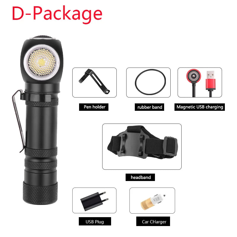 POCKETMAN XHP50 LED Rechargeable Flashlight & Head Torch – Magnetic USB