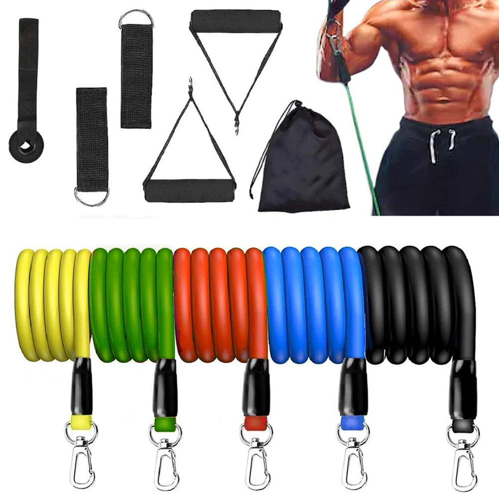 Exercise Resistance Bands Set Up to 115 lbs Fitness Stretch Workout Bands with 5 Fitness Tubes Home Gym Yoga Equipment Men Women Oasis Select Default Title