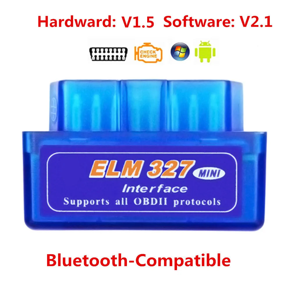 ELM327 OBD2 Bluetooth & WiFi Car Diagnostic Scanner V1.5 OBD2 Diagnostic Scanner Oasis Select Blue Bluetooth V2.1