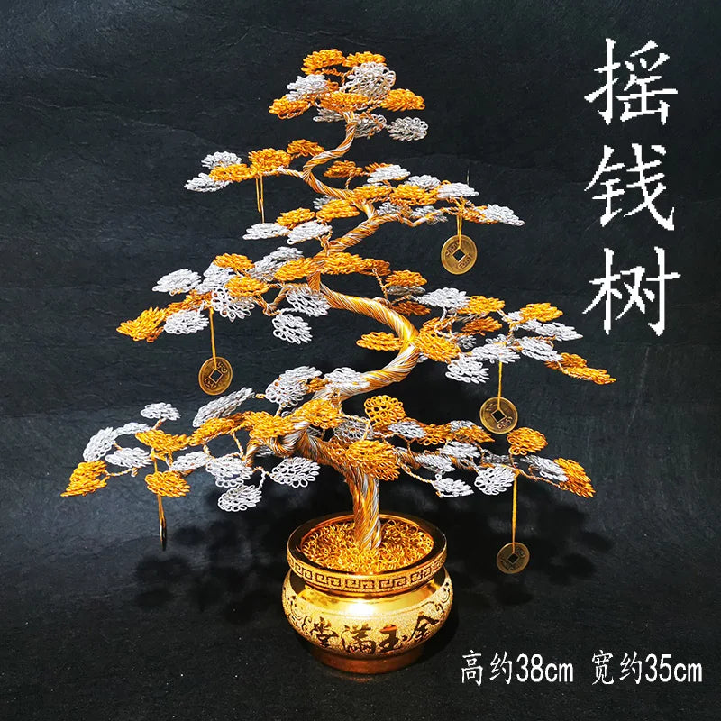 Aluminum wire handicrafts living room indoor bonsai fortune tree money tree money tree decorations home accessories Oasis Select