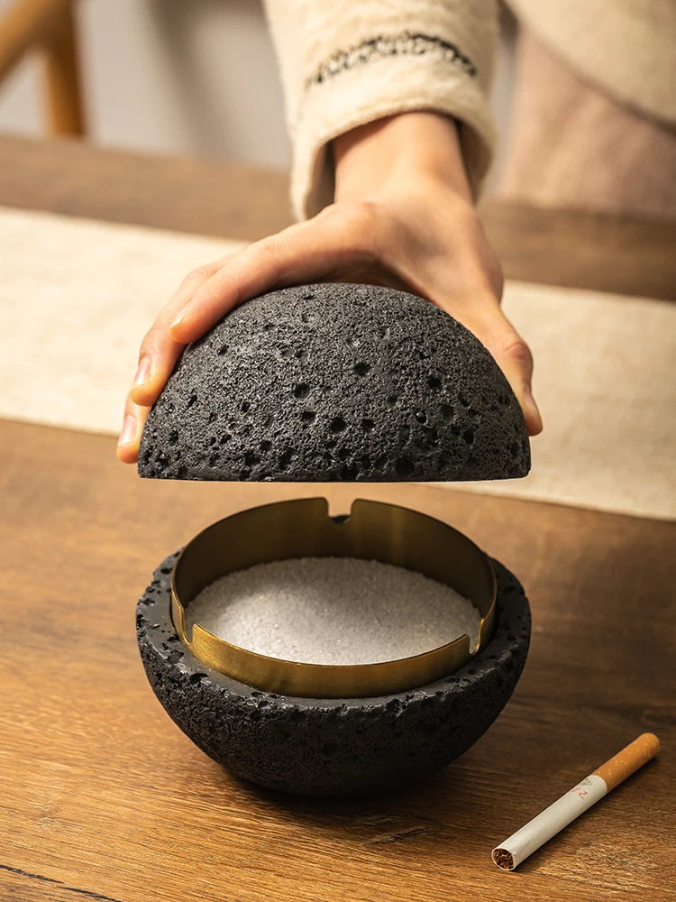 2021 new Cement ashtray creative personality trend anti fly ash with cover living room home office decoration ashtray Oasis Select