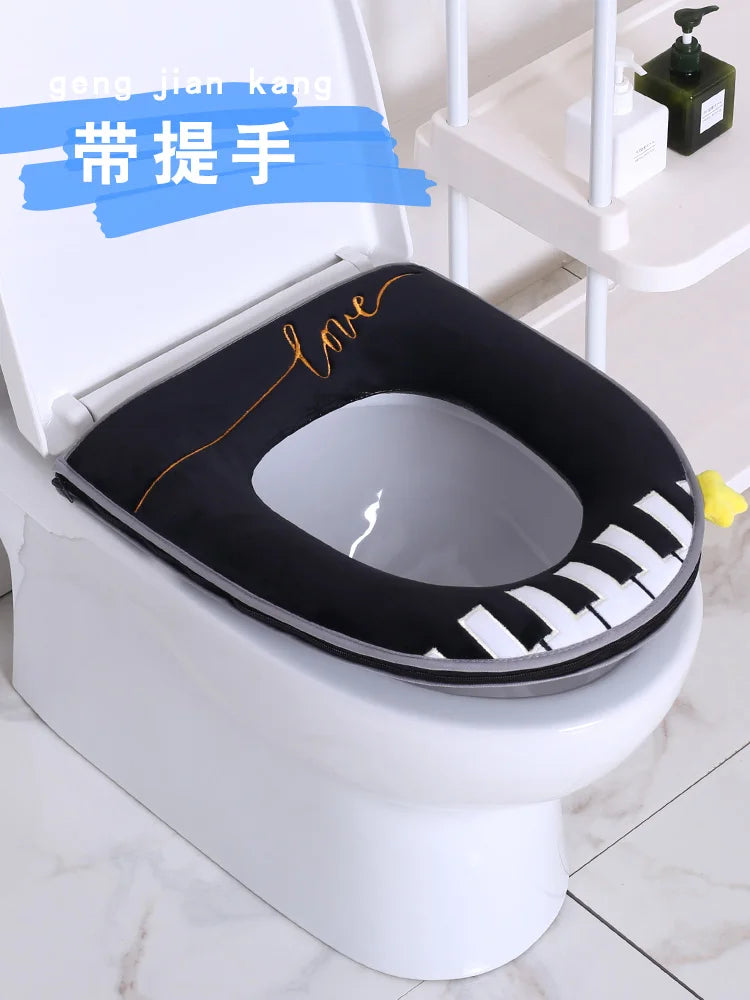 Household four seasons waterproof cute European style toilet seat zipper type universal creative toilet seat toilet seat Oasis Select