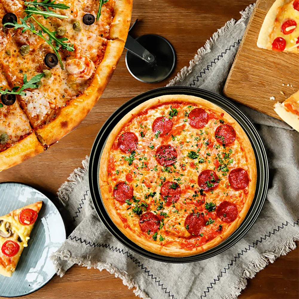 26/28/32CM Carbon Steel Non-stick Pizza Baking Pan Mesh Tray Plate Round Deep Dish Pizza Pan Tray Mould Bakeware Baking Tool Oasis Select
