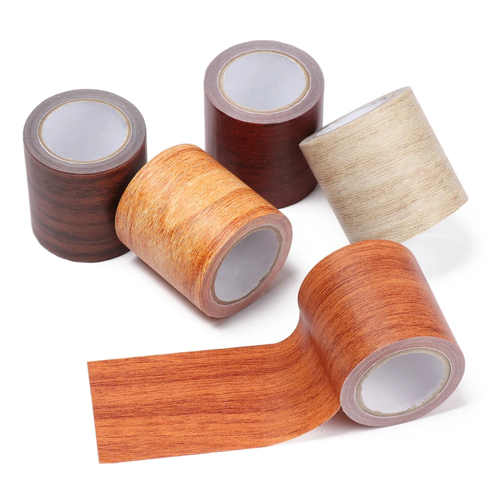 5M/Roll Furniture Adhensive Duct Tape Realistic Wood Grain Repair Renovation Skirting Line Floor Sticker Home Decor Accessories Oasis Select