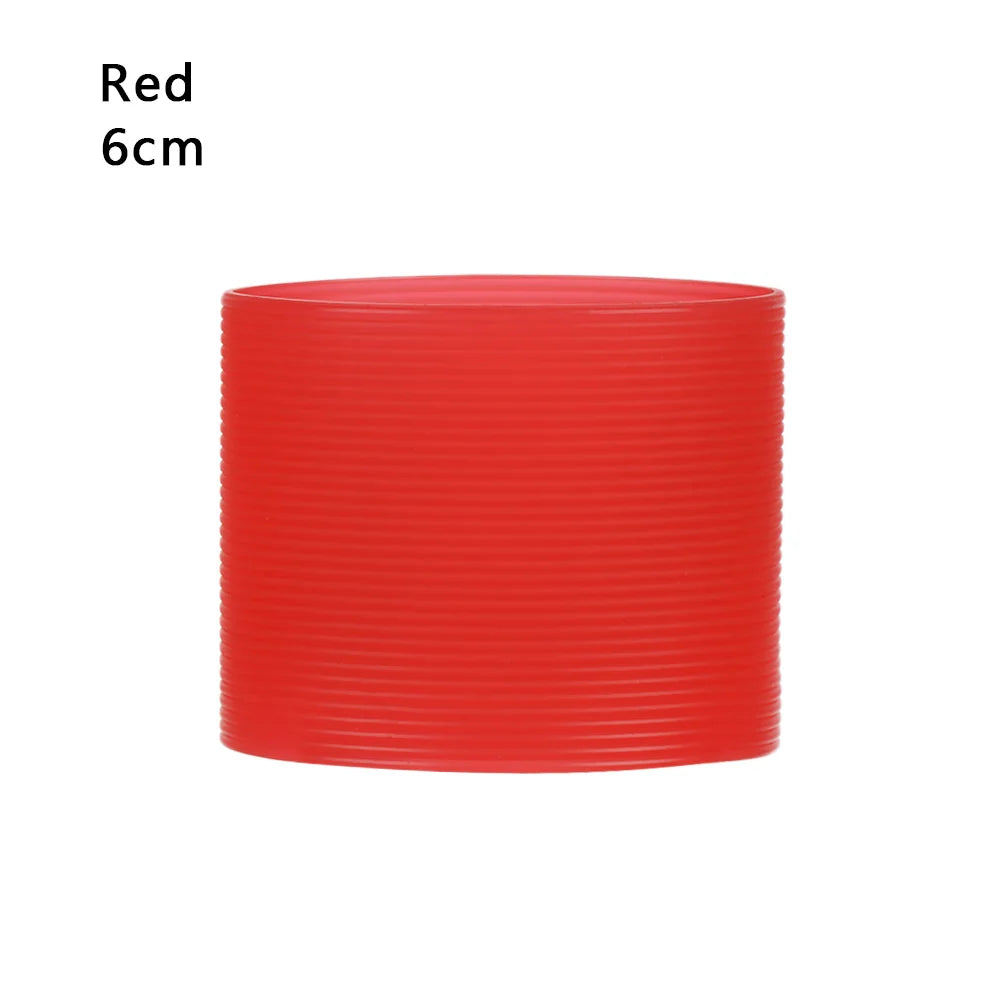 Silicone Non-slip Mug Sleeve Glass Bottle Cover Cup Sleeve Heat Insulation Bottle Sleeves For Mugs Ceramic Coffee Cups Wrap Oasis Select Red-6cm