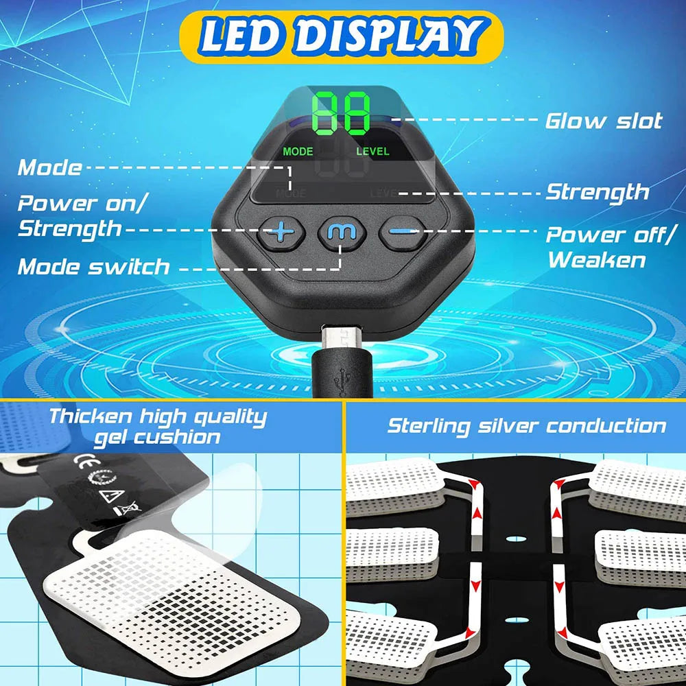 Abdominal Muscle Stimulator Trainer EMS Abs Fitness Equipment Training Gear Muscles Electrostimulator Toner Exercise At Home Gym Oasis Select