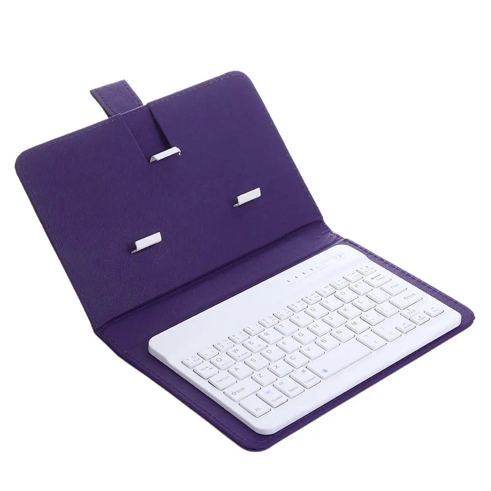 Wireless Bluetooth Keyboard For Iphone Huawei Xiaomi Tablet Mini Keyboard Mobile Phone Gaming Keyboard PU Case Support Oasis Select purple