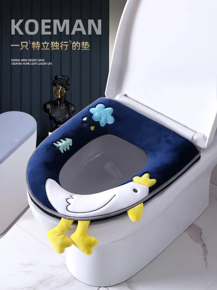 Household four seasons waterproof cute European style toilet seat zipper type universal creative toilet seat toilet seat Oasis Select