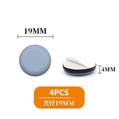 4PCS Floor Rubber Protector Pads Self-Adhesive Anticollision Round Mat Chair Table Glides Furnitures Legs Slider Home Supplies Oasis Select Round 19mm 4pcs