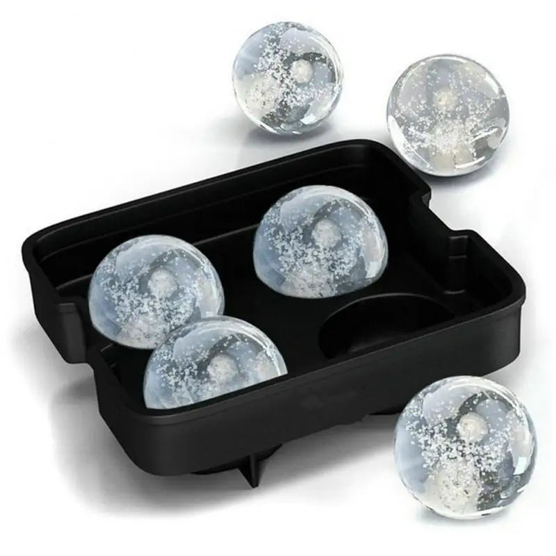 Silicone Ice Ball Maker Tray – 4 Round Molds for Whiskey & Cocktails Ice Ball Mold Tray Oasis Select
