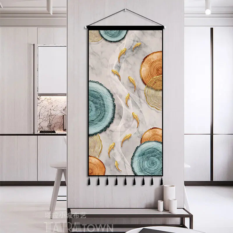 Tapestry decoration painting living room entrance porch new Chinese background cloth wall decoration hanging cloth wall decor Oasis Select