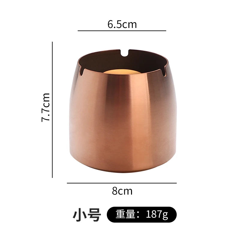 Personality trend anti-fly ash with cover home hotel bar restaurant custom stainless steel large ashtray ashtray Oasis Select Rose gold small A