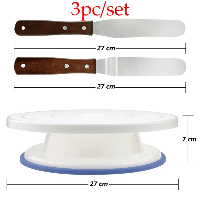 5pc Plastic Cake Turntable Rotating Cake Plastic Dough Knife Decorating 10 Inch Cream Cakes Stand Cake Rotary Table Hot Sal Oasis Select