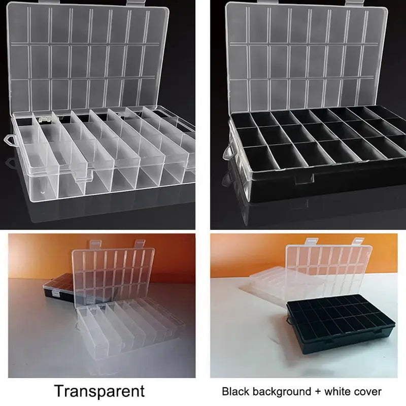 24 Grids Compartment Plastic Storage Box Jewelry Earring Box Bead Screw Container Home Storage Case Display Organizer Container Oasis Select