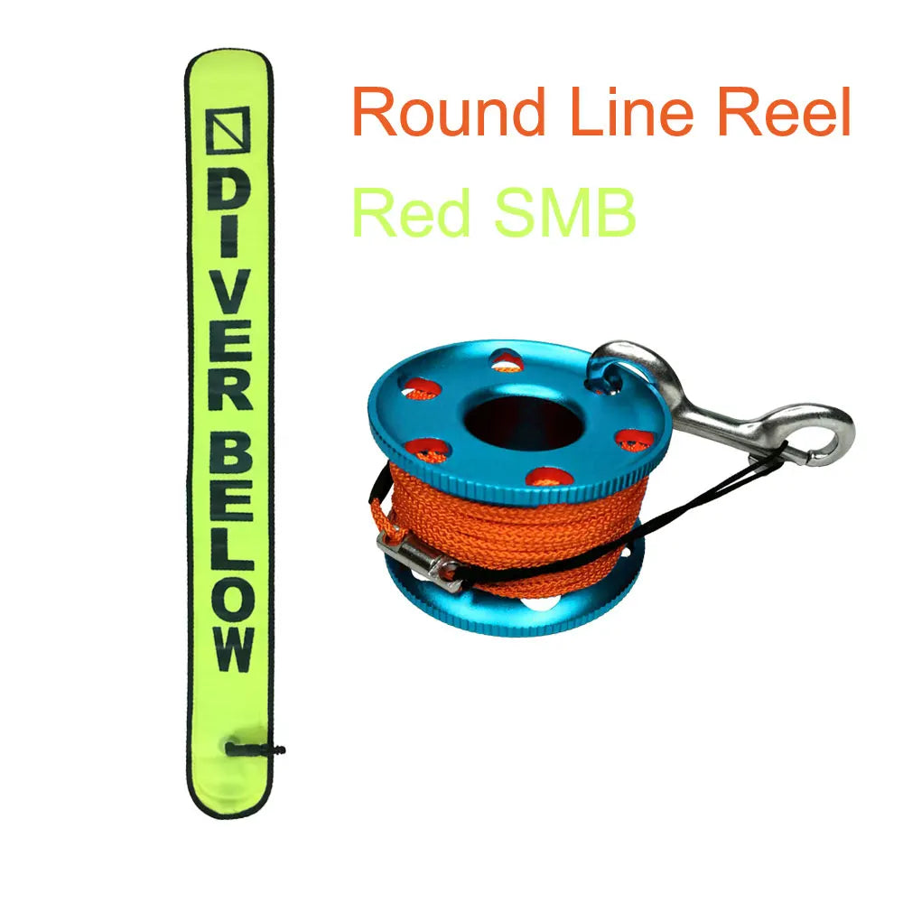 30M Line Scuba Diving Finger Reel Spool 110cm SMB Safety Sausage Diving Safety Kit for Underwater Diver Snorkeling Cave Oasis Select Green SMB Red Line
