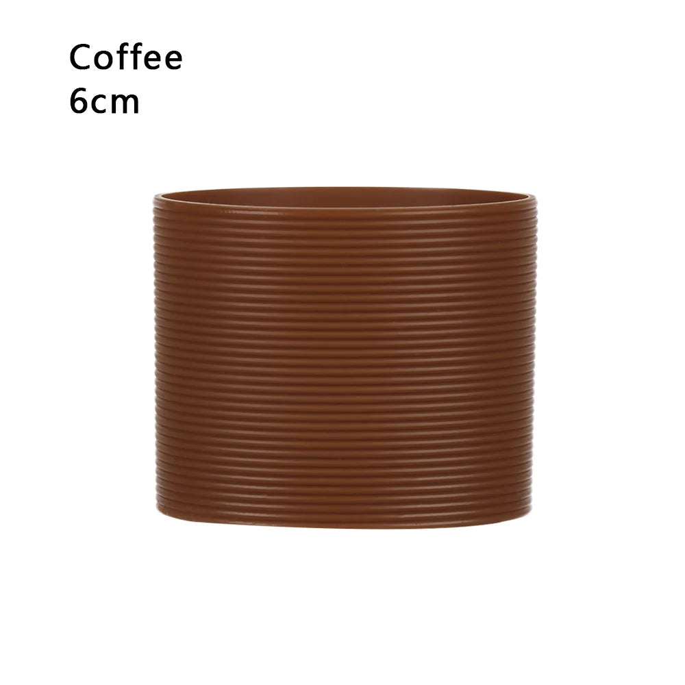Silicone Non-slip Mug Sleeve Glass Bottle Cover Cup Sleeve Heat Insulation Bottle Sleeves For Mugs Ceramic Coffee Cups Wrap Oasis Select Coffee-6cm