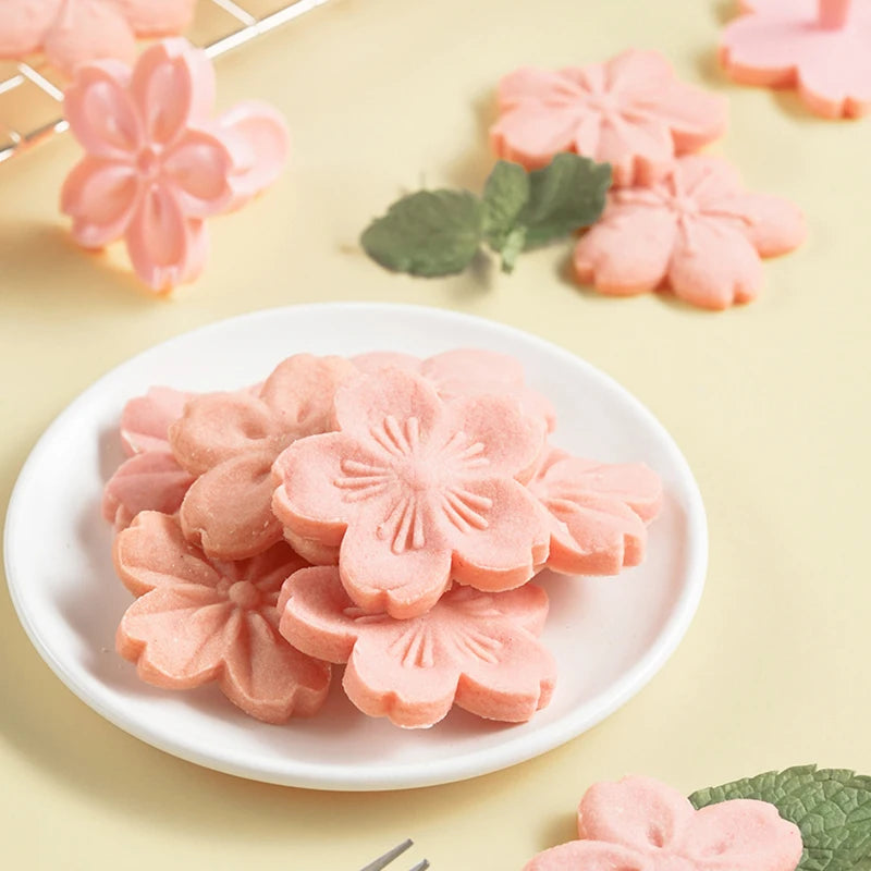 5pcs Sakura Cookie Mold Cherry Blossom Cookie Cutter Biscuit Pastry Mold Cutter Pink Flower DIY Floral Mold Fondant Baking Tool Oasis Select