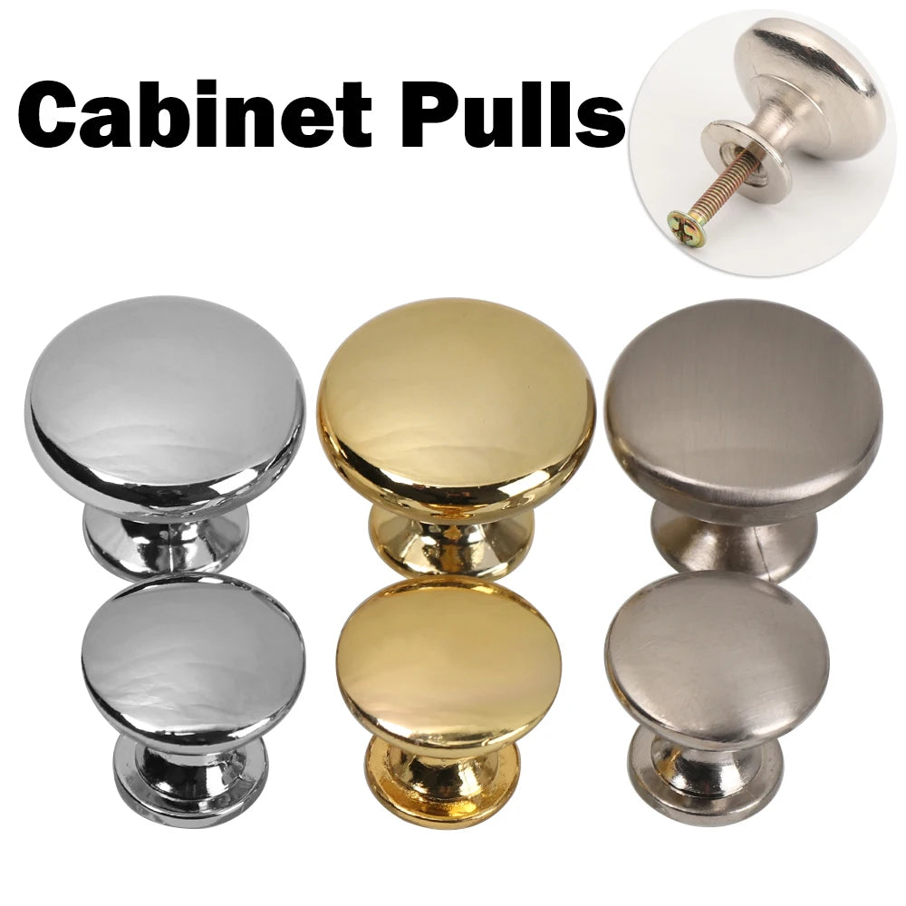 Zinc Alloy/Aluminium Alloy Cupboard Door Pulls Drawer Handles Round Cabinet Knobs With Screws Furniture Hardware Oasis Select