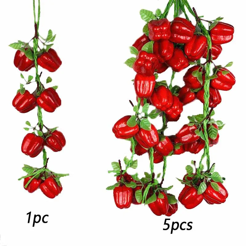 Artificial Simulation Food Vegetables Fake Chili Pepper Fruits Grapes Photography Props For Home Decoration Christmas Wall Decor Oasis Select Red chili 3