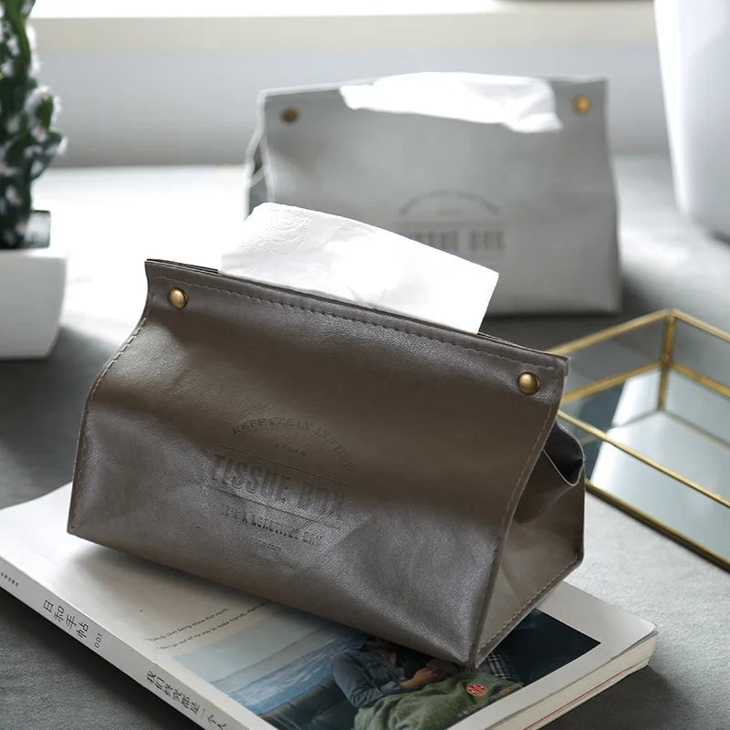 PU Leather Tissue Box Cover & Napkin Holder – Car & Home Tissue Box Holder Oasis Select
