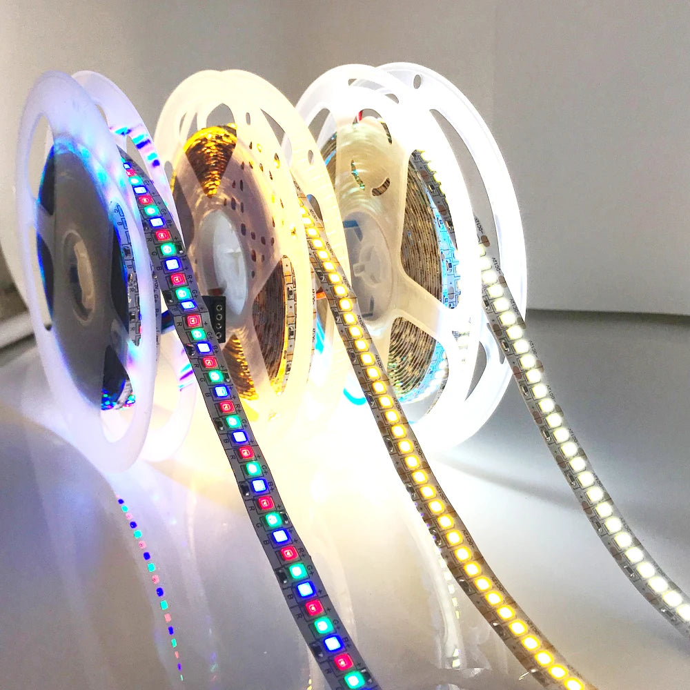 5 12 24 Volt Led Strip Light RGB PC SMD 2835 Warm White Waterproof 5V 12V 24V LED Strip Tape Lamp Lights For Decoration Bedroom Oasis Select 12V RGB 5M 2400Leds|Waterproof