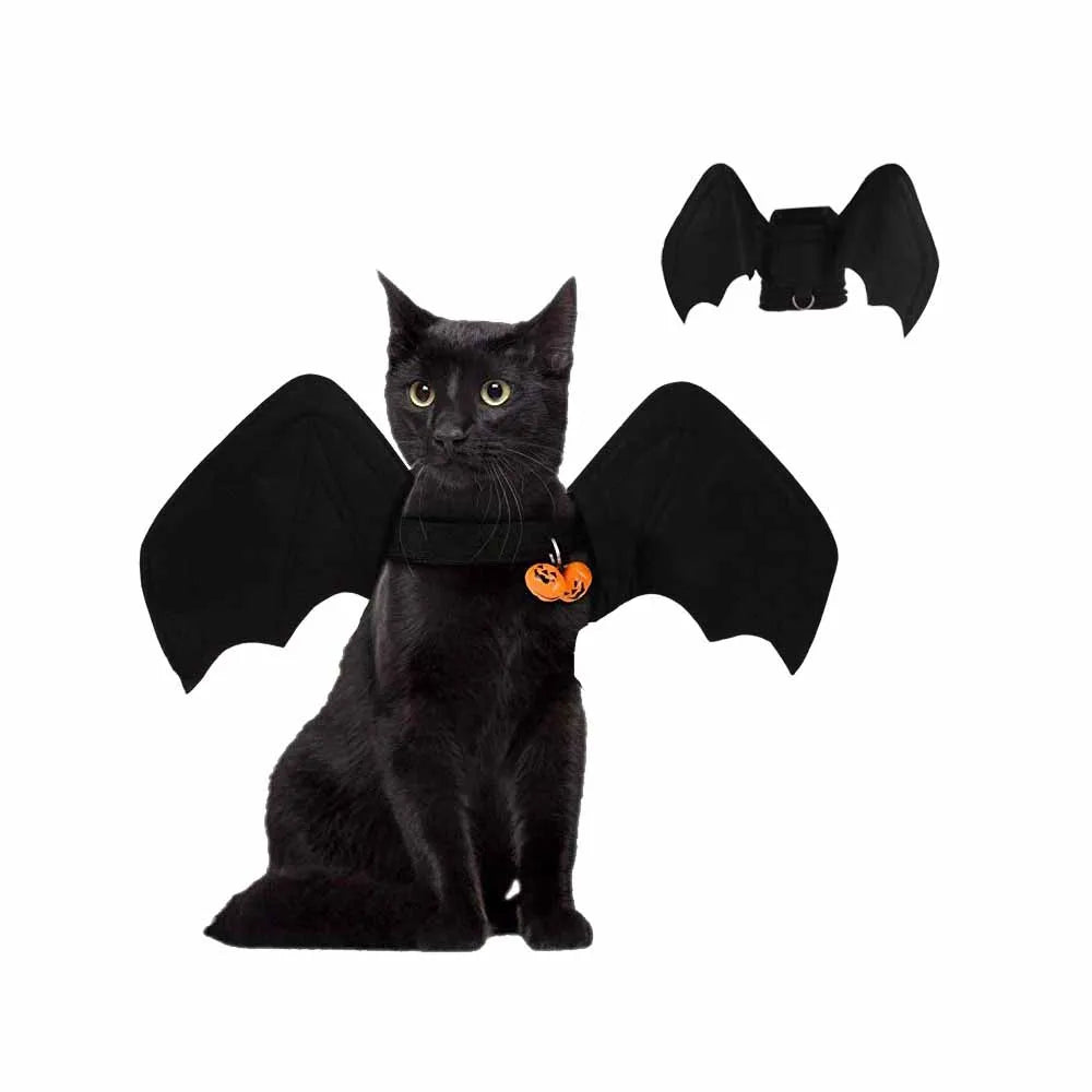 Halloween Pet Clothes Black Bat Wings Harness Cats Dogs Costumes Party Supplies Cosplay Props Outfits Funny Gifts for Small Dogs Oasis Select Bell bat style S