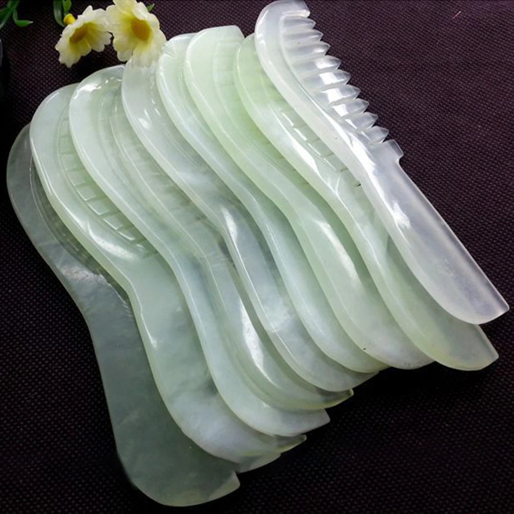 Natural Jade Stone Massage Comb Jade Scraping Comb Massage Head Soothing Nerve Jade Massage Comb Hair Care Tools Random Color Oasis Select