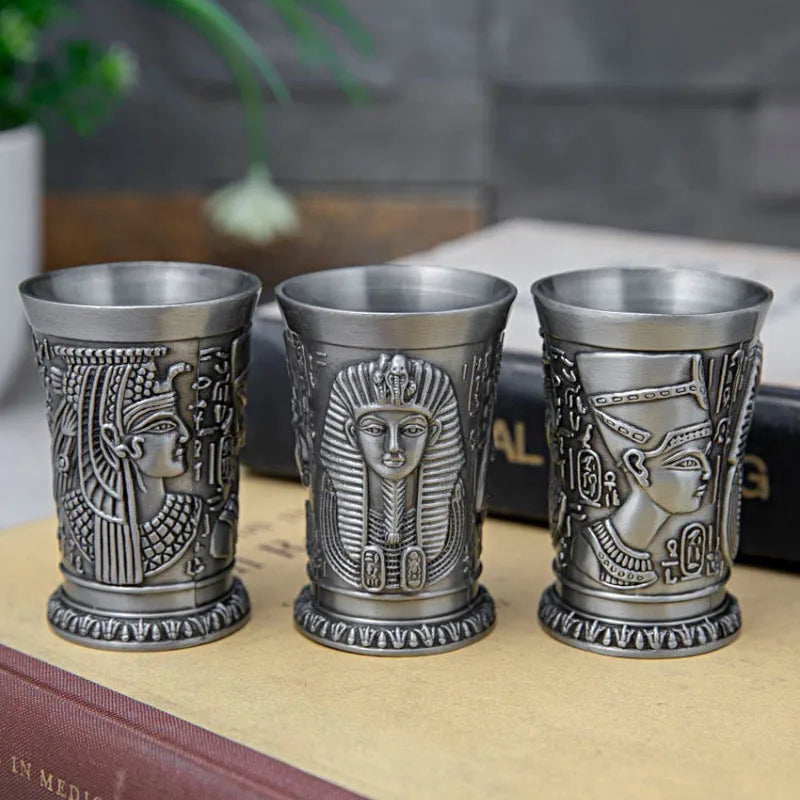 Creative European Retro Wine Glass Zinc Alloy Egyptian Wine Glass Ancient Egypt Wine Glass Metal Crafts Christmas Halloween Gift Oasis Select