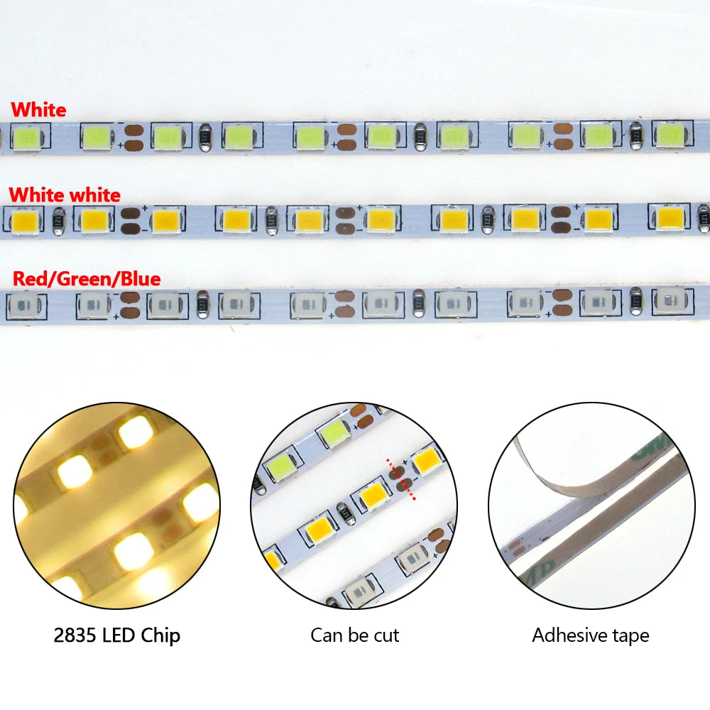 4mm Narrow Width 12V LED Strip Light 2835 120led/m 5M Not Waterproof Ledstrips Flexible 12V Tape Led Strip Decor Light 12 V Volt Oasis Select